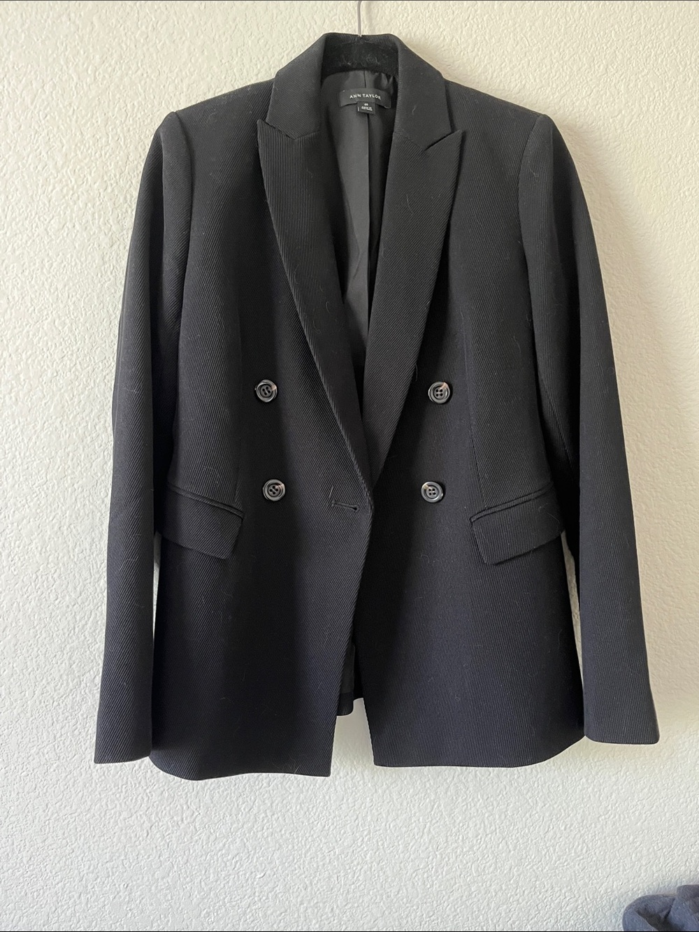 Ann Taylor Black Double-Breasted Blazer